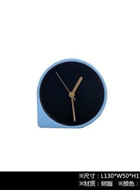 北欧简约现代轻奢样板间座台钟表摆件树脂书房卧室客厅桌面装饰品