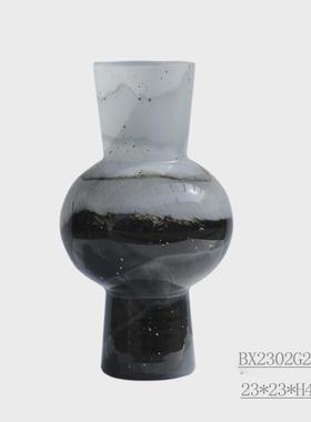 水培古风渐变拼色玻璃花瓶客厅餐桌中复古花瓶简约轻奢装饰品摆件