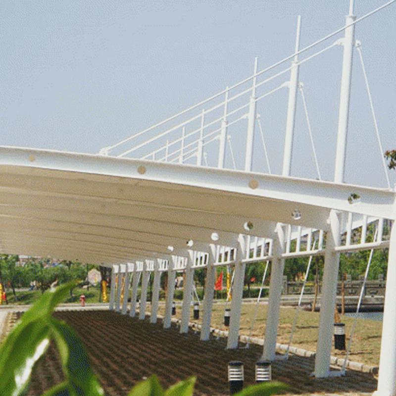 新能源充电桩车棚双向拉杆型膜结构停车蓬露天停车场汽车遮阳棚 - 图1