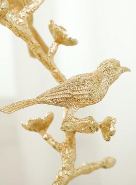 热销高质金属工艺品送恩师长辈两只时尚黄鹂鸟摆件酒柜客厅创意装