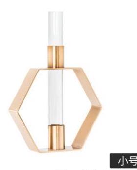 现代简约金属铁架玻璃花器插花水培透明花瓶摆件客厅样板间