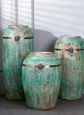 热销3三件套装花瓶配铜环铜家居装饰品仿古欧式陶瓷器盖子花卉摆