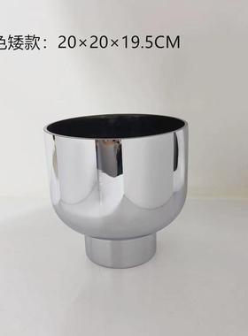 现代简约欧式灰色焦糖色玻璃花瓶摆件花器样板房售楼处饰品