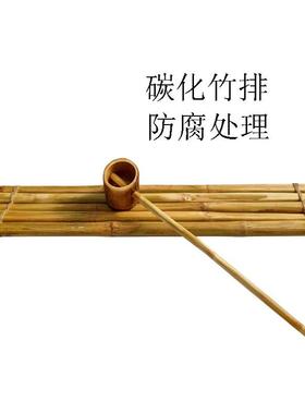 碳化竹排摆件庭院中式黄色竹盆钵防腐板槽太阳能鱼缸客厅陶罐养