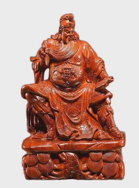 花梨木雕看书关公摆件夜读春秋关羽像家居客厅公司玄关装饰工艺品