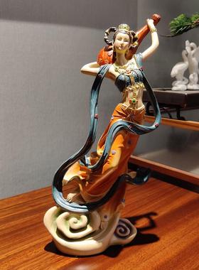 中式敦煌飞天神女禅意摆件创意客厅办公室茶室家居装饰软装摆设
