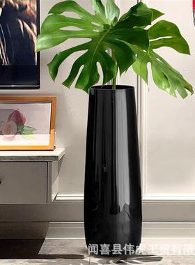 透明极光玻璃花瓶大号插花养花富贵竹水竹马醉木高款酒店大堂民宿