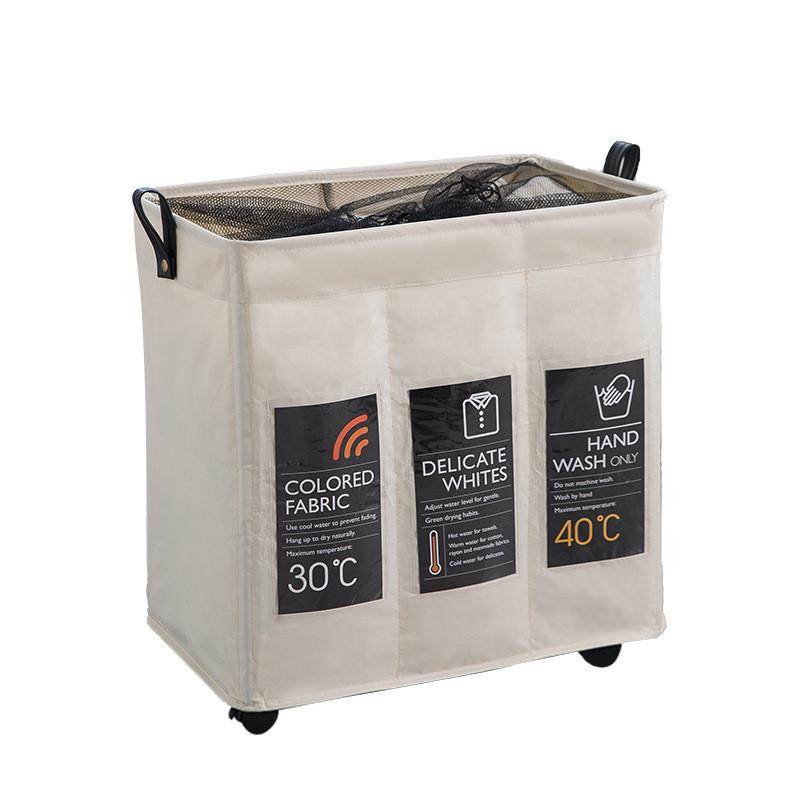 三格网布束口带轮子脏衣篮杂物收纳筐脏衣篓洗衣筐浴室大号洗衣篮,淘宝优惠券,粉丝福利购,淘宝优惠卷