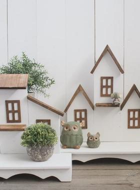 实木复古做旧桌面创意造型置物架小花架杂物摆件陈列饰品装饰道具