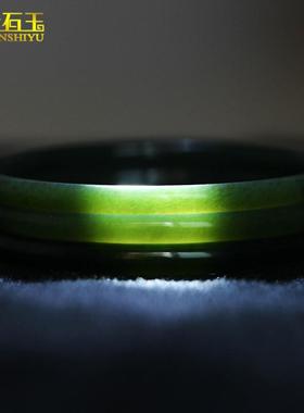 a货新疆和田玉青玉叮当镯细圆条手镯玉石响镯墨绿色玉镯子直播款