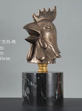 铸铜冷中式十二生肖兽首摆件家居饰品创意酒柜客厅电视柜玄关摆设