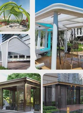 承接大型不锈钢景观凉亭厂家定制景观工程园林庭院景亭不锈钢雕塑