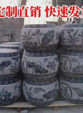 庭院长廊青石柱墩底座石云石墩子圆形祥柱脚方形空心石柱础柱顶石