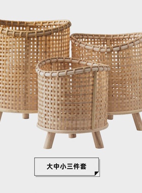 花盆花篮藤编竹编花架客厅落地式盆景植物摆放置物架阳台多肉绿萝