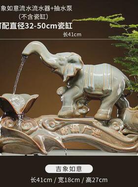 新中式流水器摆件禅意搭配陶瓷鱼缸循环出水装饰加湿造景配件喷泉