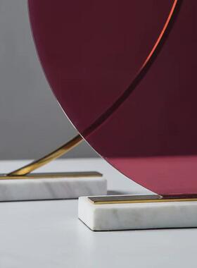 创意几何摆件造型现代风格摆轻奢样板房摆件大理石圆圈摆件饰品