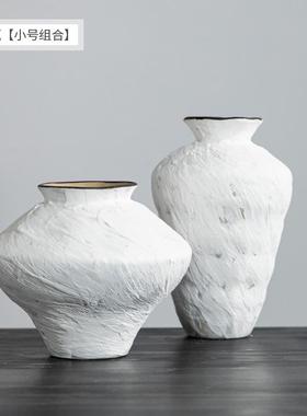 怀旧侘寂风禅意摆件大粗陶罐手工插花民宿酒店复古景德镇陶瓷花瓶