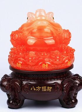 中式金蟾摆件三足金蝉蟾蜍公司档口店铺收银台开业礼品工艺摆设