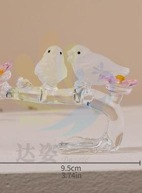 新中式水晶树枝鸟摆件创意客厅工艺品装饰品送情侣朋友水晶餐桌
