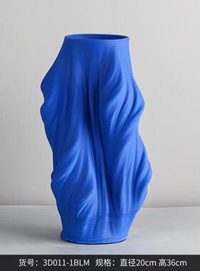 博西家居北欧简约不规则弯曲3D打印陶瓷花瓶家居软装饰品花器