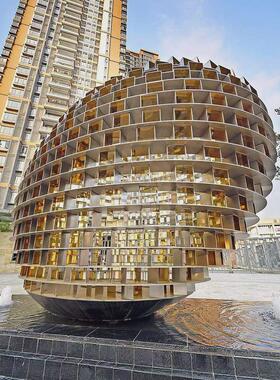 不锈钢圆形雕塑城市异形创意抽象金属户外镜面广场园林景观摆件