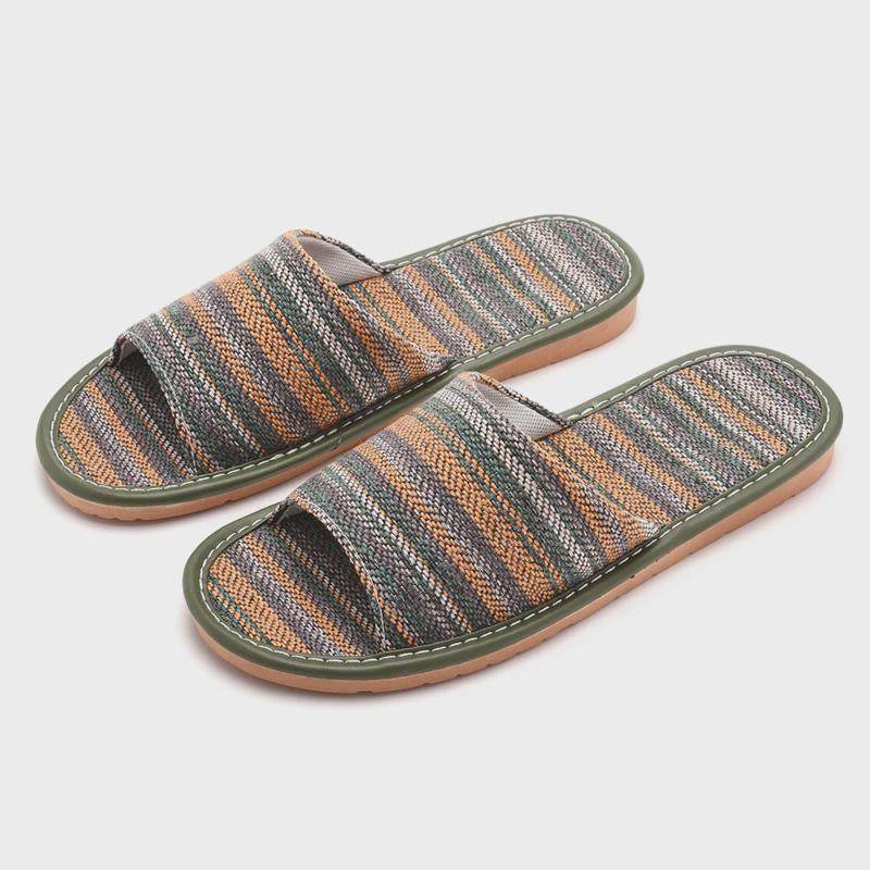 夏季波西条纹居家亚男女凉拖鞋室内防滑软底防臭亚麻布艺拖鞋,淘宝优惠券,粉丝福利购,淘宝优惠卷