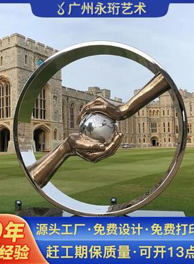 水景圆形雕塑户外水景防锈灯光圆形雕塑镂空抽像圆形不锈钢雕塑