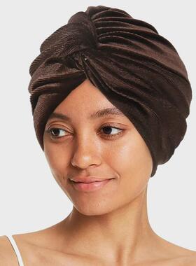 Velvet elastic turban hat 交叉扭扭帽子天鹅绒弹力头巾帽 女士