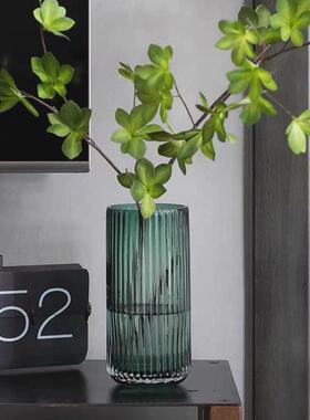 轻奢简约创意玻璃花瓶透明罗马圆柱花器客厅餐桌插花花瓶装饰摆件
