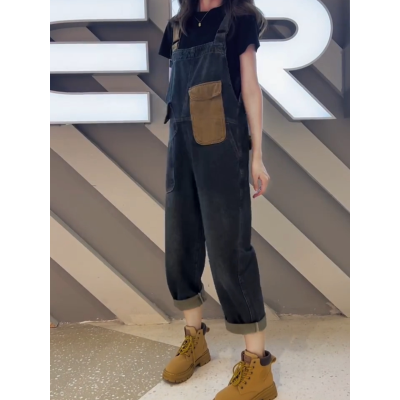 梨形身材大码牛仔背带女2024秋季新款宽松显瘦八分裤,淘宝优惠券,粉丝福利购,淘宝优惠卷