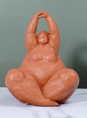 家居简约收纳瑜伽摆件桌面托盘玄关胖女人钥匙装饰品树脂工艺礼品