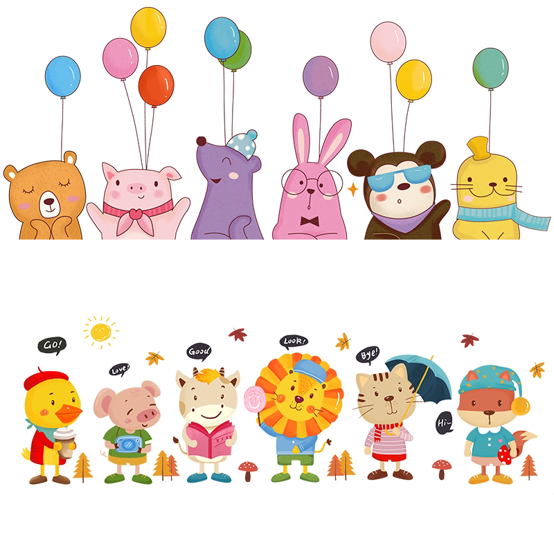 卡通幼儿园兴趣班楼宇玻璃门窗装饰贴纸透明自粘静电贴画墙贴,淘宝优惠券,粉丝福利购,淘宝优惠卷