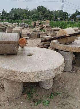 老碾盘石雕旧石磨庭院仿古做老民间石雕碾子大理石农村旧石磨摆件