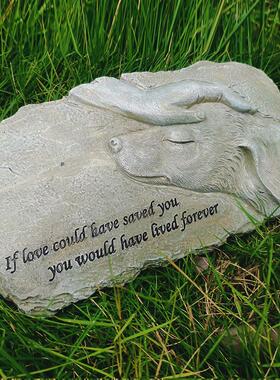 新款天使墓碑摆件创意树脂宠物猫狗纪念石花园动物雕像装饰品