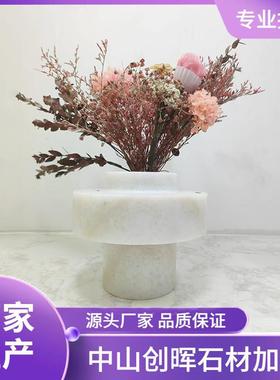 现代简约轻奢天然大理石花器桌面创意摆件客厅酒店花瓶装饰样板间