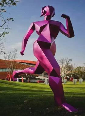 不锈钢雕塑卡通人物现代广场户外公园镜面镂空人像酒店大型水景品