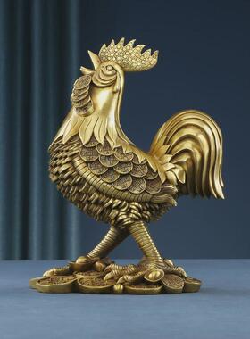 摆件鸡铜工艺品十二生肖金钱鸡家居装饰品
