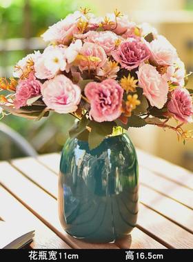 陶瓷小花瓶摆件客厅仿真花欧式美式餐桌家居复古插花干花装饰北欧