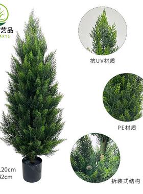 跨境热销仿真绿植柏树盆栽150CM环保家居商用户外仿真松柏树