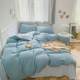 Solid color wash cotton four-piece set thickened and fur bedding sheets and quilt covers Student dormitory three-piece set single bed