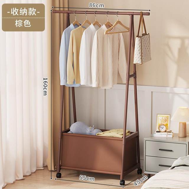 Simple clothes drying rack Student dormitory mobile floor-standing household clothes hanger clothes bedroom storage rack multi-functional clothes rack