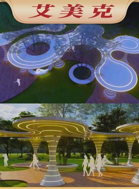 钢结构户外廊架长廊座椅制作厂家广场小区景观异型凉亭不锈钢廊架