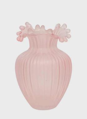 欧式轻奢浪花创意口网红款花瓶摆件客厅插花水养北欧简约玻璃透明