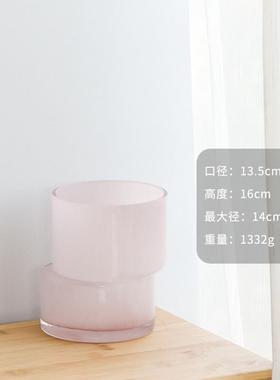 会所轻奢透明彩色竹节玻璃花瓶客厅样板房现代设计师装饰花器摆件