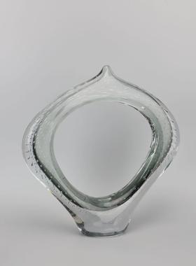 现代轻奢渐变墨绿色琉璃艺术摆件酒店客厅样板间售楼部家居装饰品