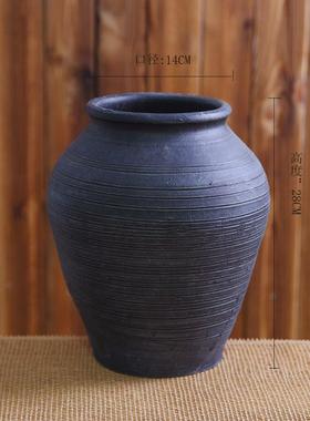 复古花瓶陶罐陶盆粗陶花盆插花花瓶花器禅意日式花瓶客厅装饰摆件