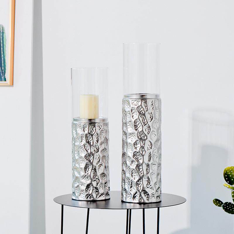 玻璃陶瓷烛台底座哑光浮雕纹蜡烛台摆件软装美式现代家居软装饰品,淘宝优惠券,粉丝福利购,淘宝优惠卷