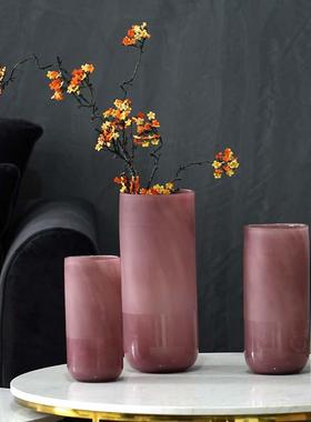 热销碧轩喷砂彩色玻璃花瓶现代简约工艺新款软装设计师田园风格家