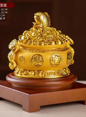 户铜色树脂家居办公室装饰摆件聚宝盆开门红保险公司礼品送客鎏金