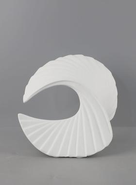 北欧海浪样板房工艺品树脂摆设客厅电视柜扇子展示柜摆件软装饰品